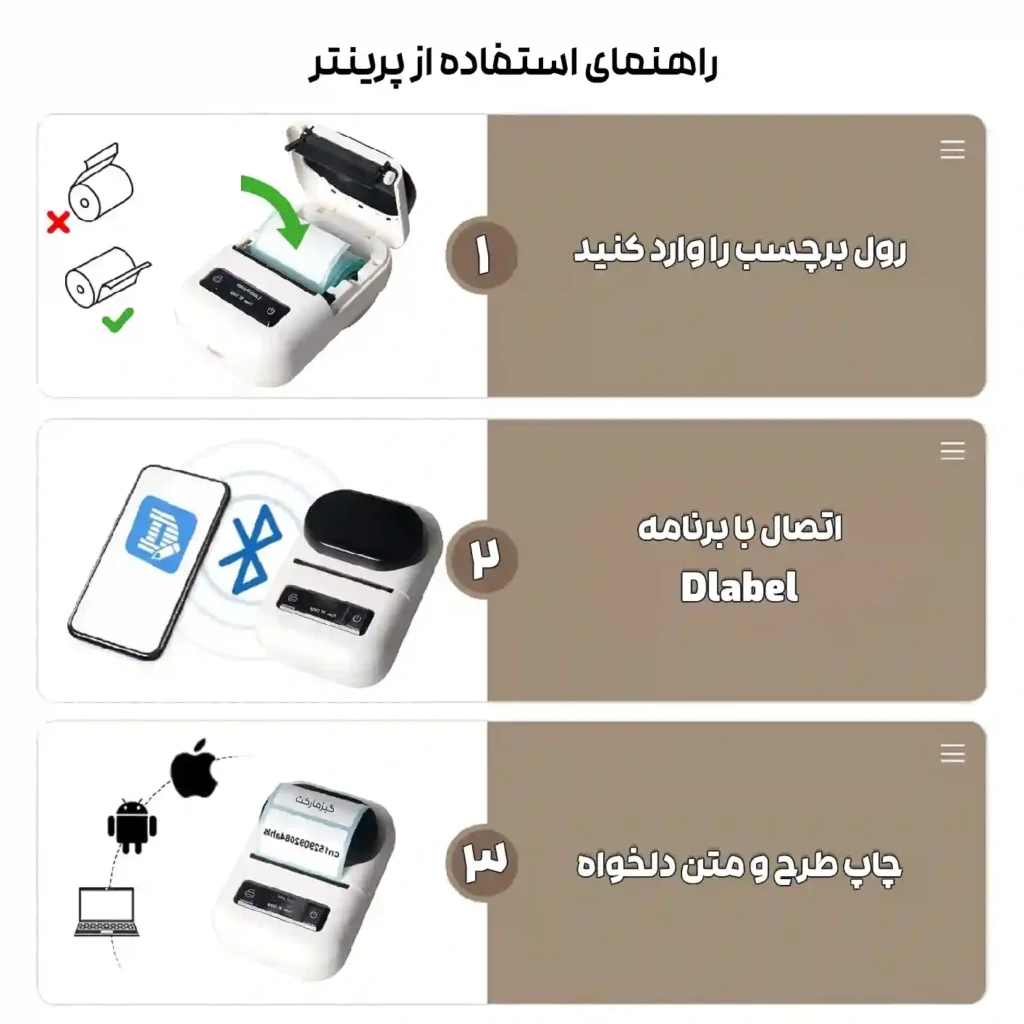راهنمای استفاده از پرینتر لیبل زن حرارتی PT-260